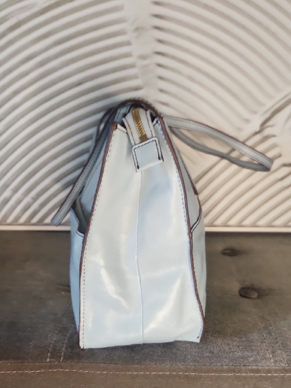 Hobo Friar Light Blue Leather Tote Handbag - Picture 5 of 16